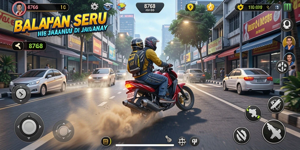 Tampilan menarik dari gameplay Racing di 8768.