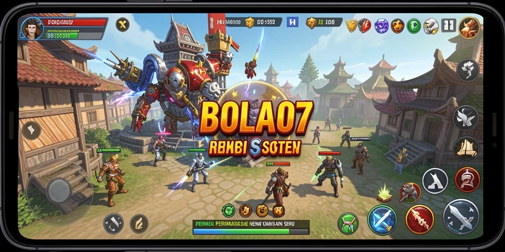 Tampilan gameplay BOLA07 dengan strategi pertempuran yang mendebarkan.