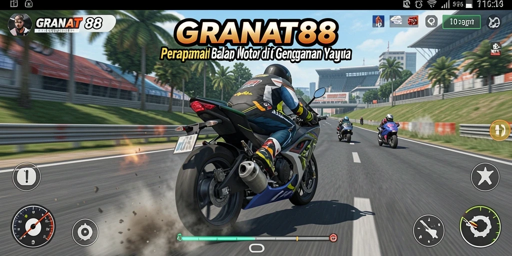 Tampilan gameplay balap motor menegangkan di GRANAT88.