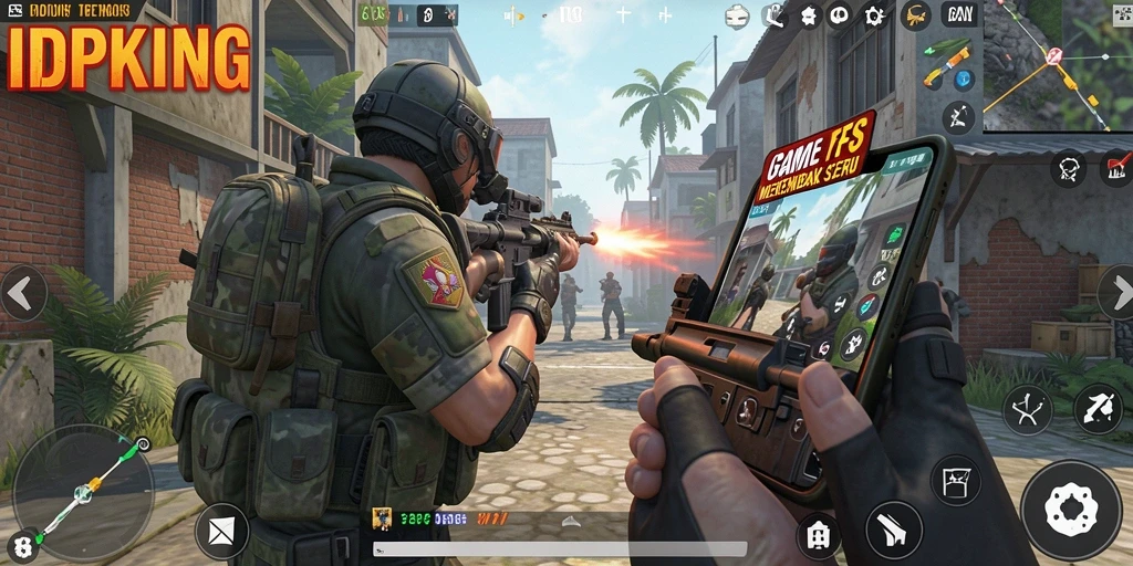 Tangkapan layar menampilkan aksi seru di game FPS.