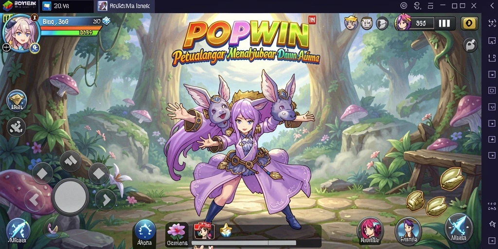 Tampilan gameplay seru dari POPWIN dengan karakter Anime yang menarik.