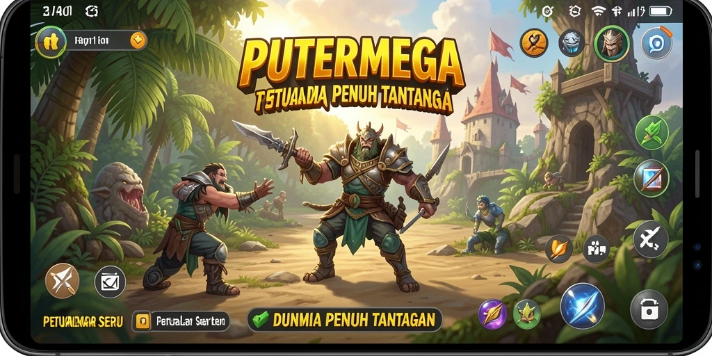 Tangkapan layar gameplay PUTERMEGA yang menunjukkan aksi petualangan yang mendebarkan.