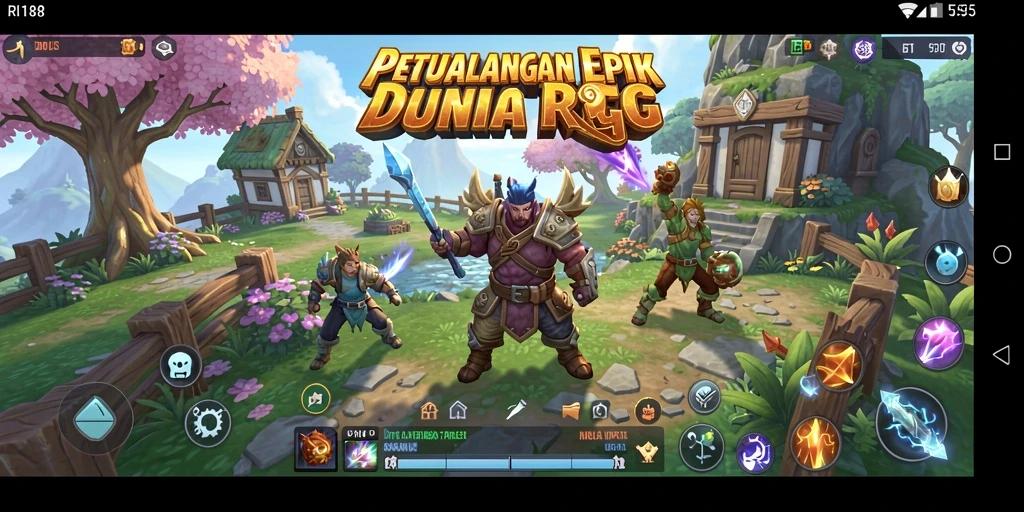 Screenshot RI188 menampilkan pertempuran seru di dunia RPG.