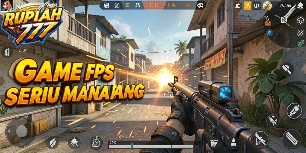 Gambaran aksi intens dalam permainan FPS RUPIAH777.