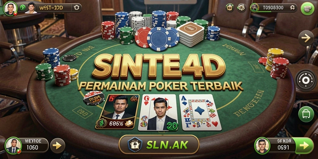 Tampilan gameplay Poker yang mendebarkan dan interaktif.