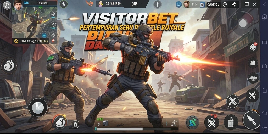 Gameplay seru VISITORBET menampilkan pertempuran epik Battle Royale.